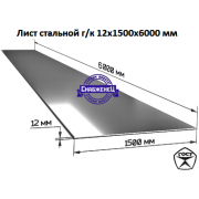 Лист горячекатаный 12x1500x6000 мм (цена за м2) Лист горячекатаный 12x1500x6000 мм (цена за м2)
